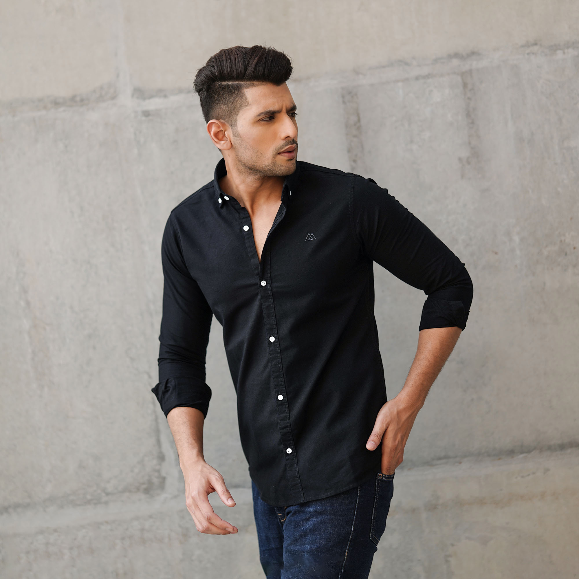 Micro Fabric Black Shirt